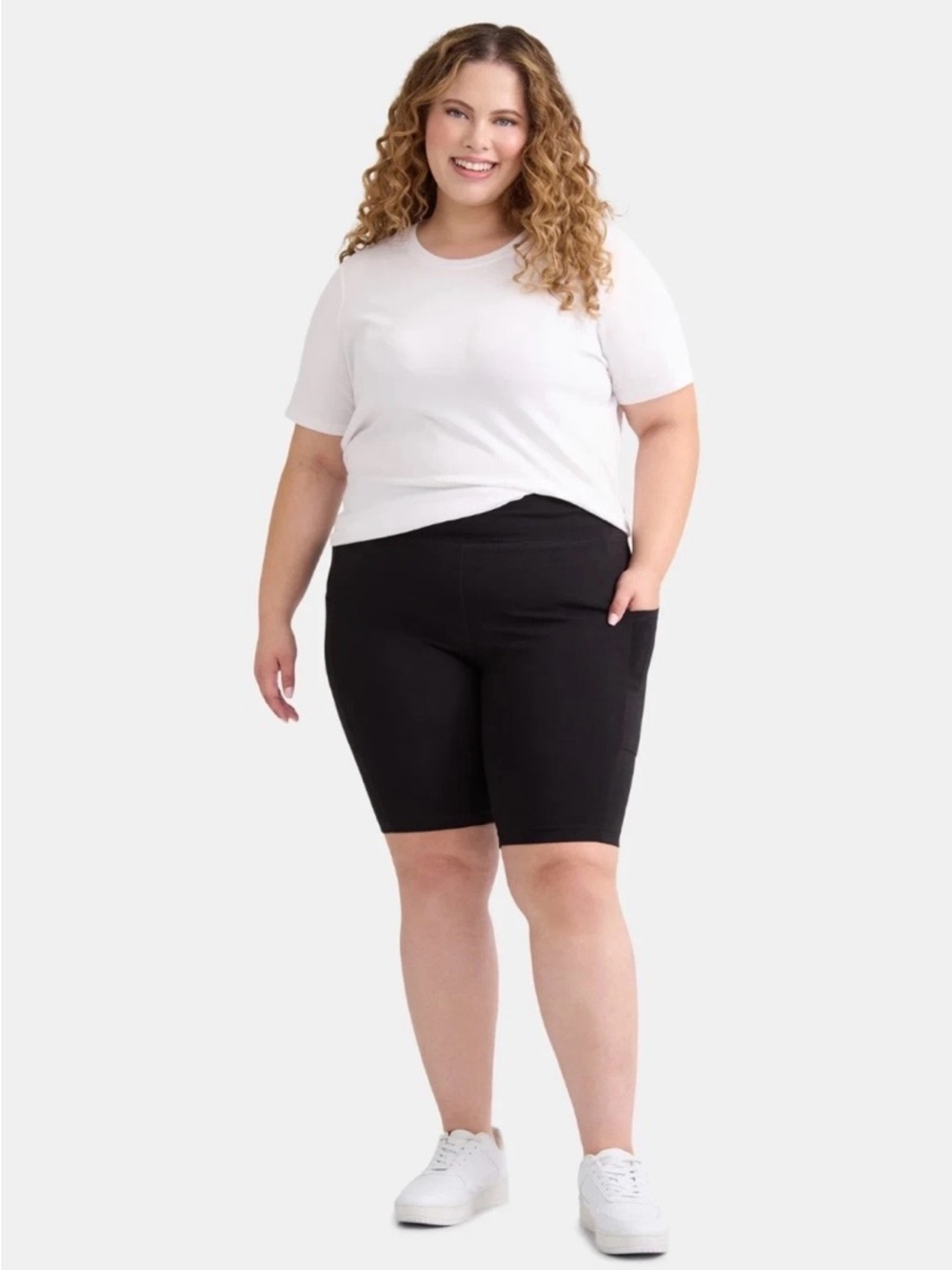 Terra & Sky Black Plus-Size Bike Shorts Pockets Women’s 1X(16W-18W) New